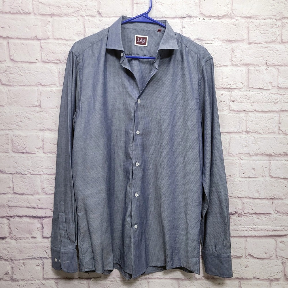 Lab Pal Zileri Button Shirt‎ Sz 41-16 (L) Blue Pattern 100% Cotton Romania